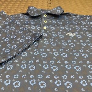 Stitch Golf Polo Shirt Mens M Blue Performance Canoe Club Floral Short Sleeve